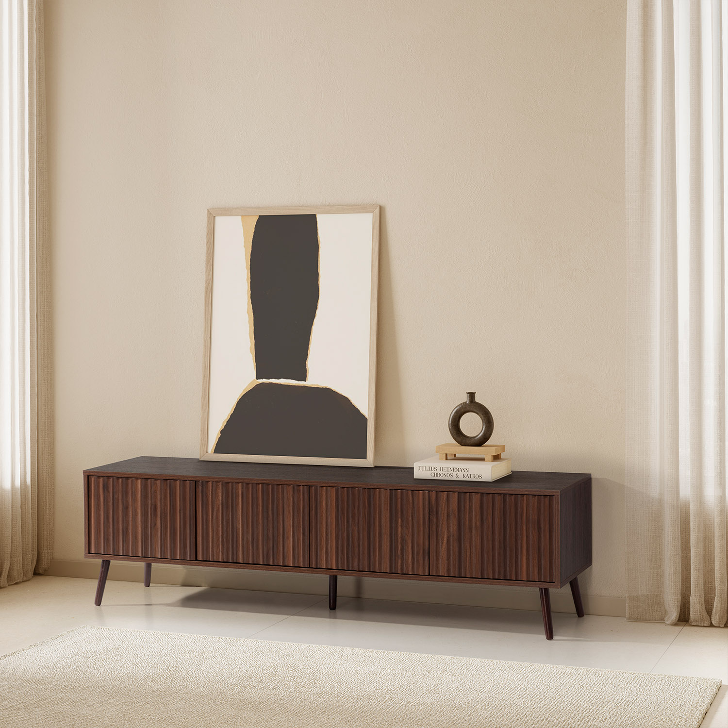 Mueble TV Lluvia 4P Nogal Ambiente