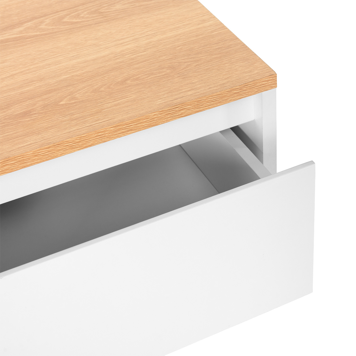 Mesita Flotante Desi Blanco Roble Detalle