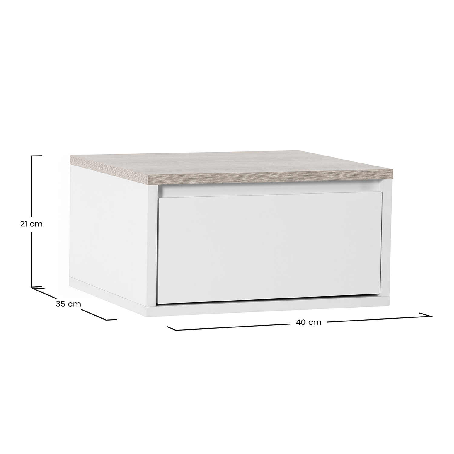 Mesita Flotante Desi Blanco Roble Dimensiones