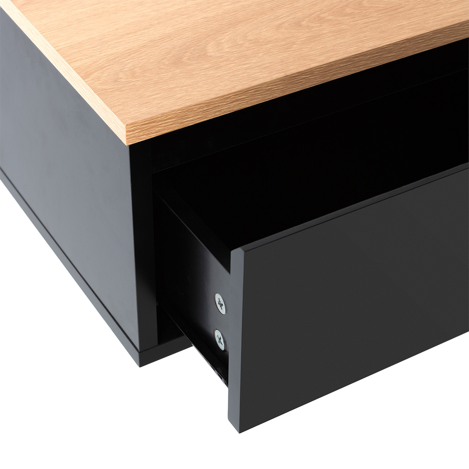 Mesita Flotante Desi Negro Roble Detalle