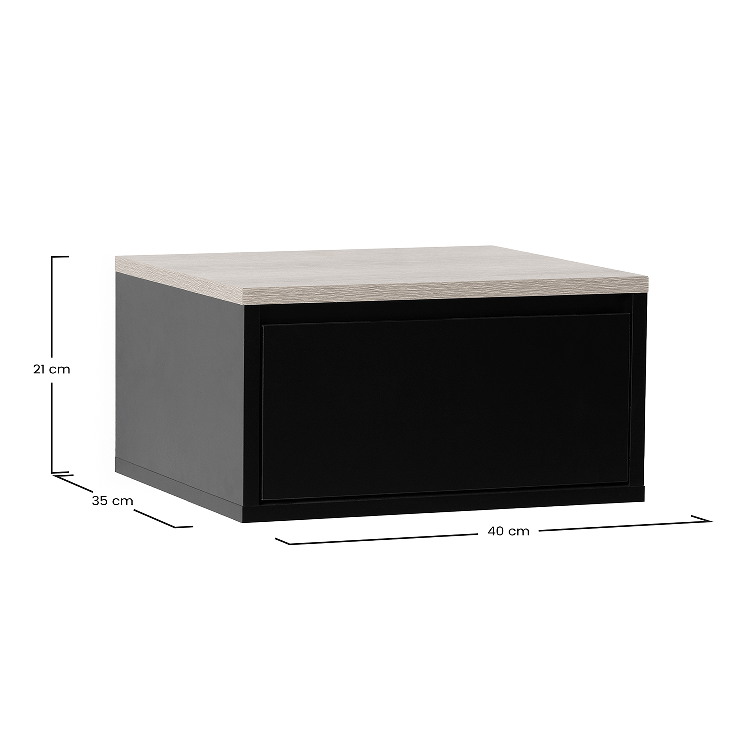 Mesita Flotante Desi Negro Roble Dimensiones