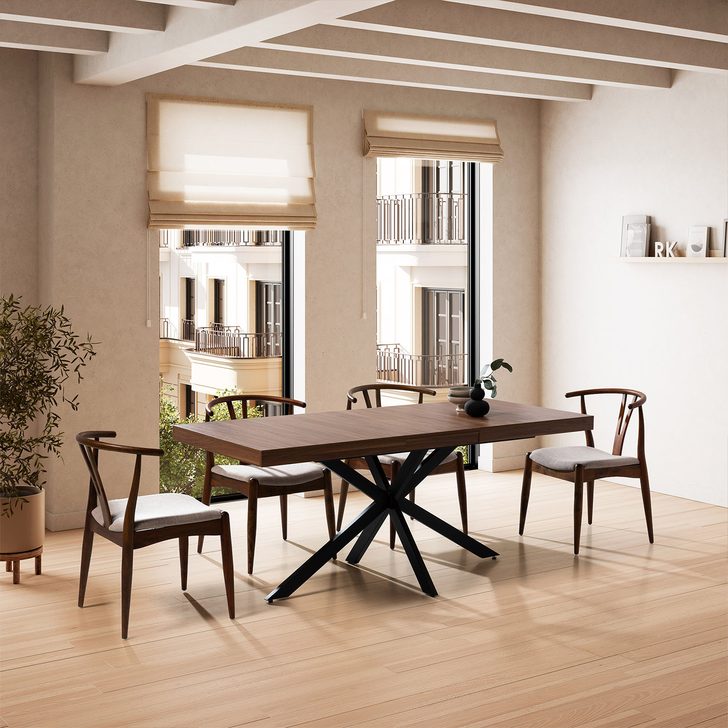 MESA EXTENSIBLE GENOVA 140-180 NOGAL/NEGRO - Imagen 9