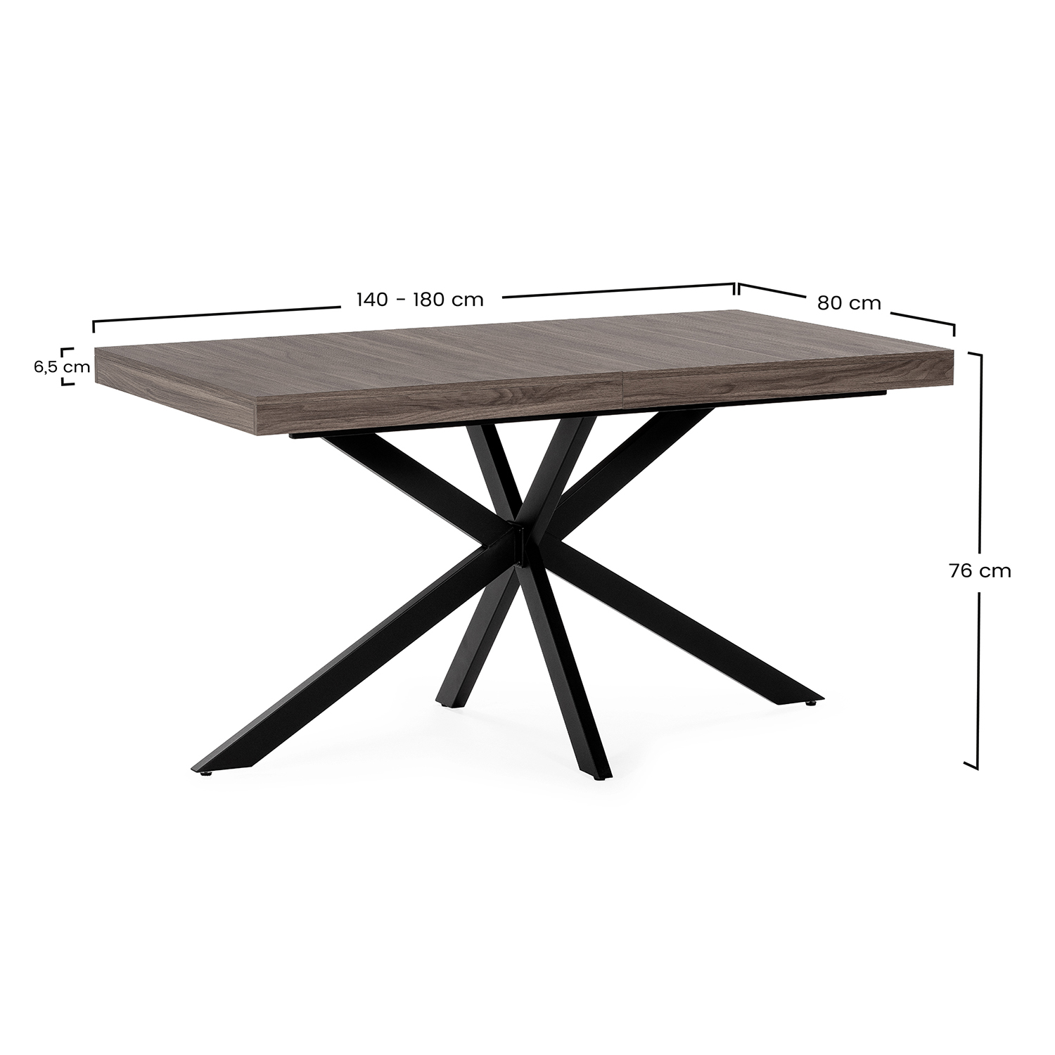 MESA EXTENSIBLE GENOVA 140-180 NOGAL/NEGRO - Imagen 8