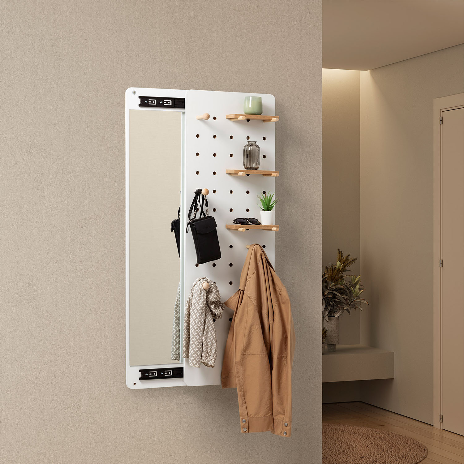 MUEBLE RECIBIDOR VERONA + ESPEJO OCULTO - BLANCO - Imagen 6