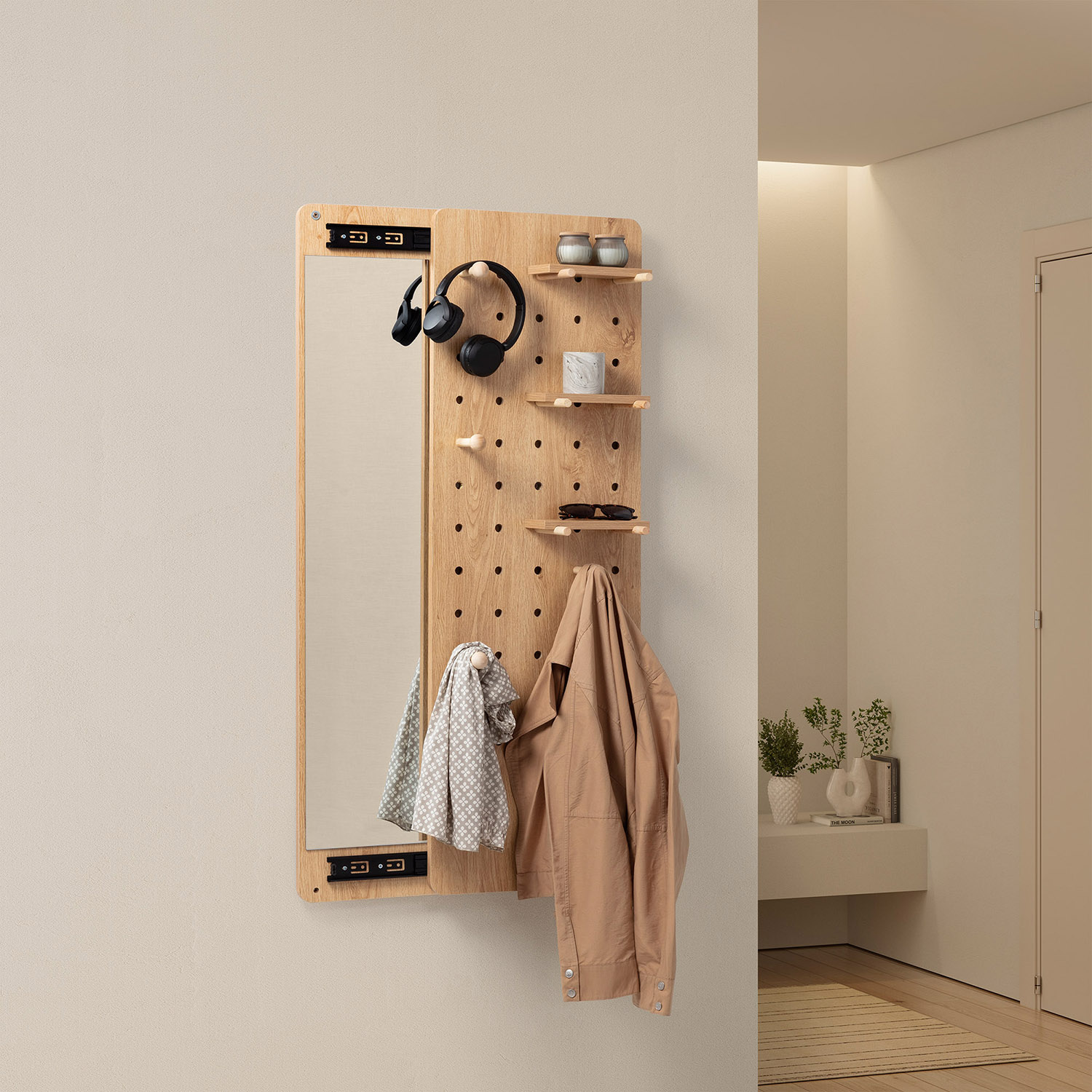 MUEBLE RECIBIDOR VERONA + ESPEJO OCULTO - ROBLE - Imagen 6