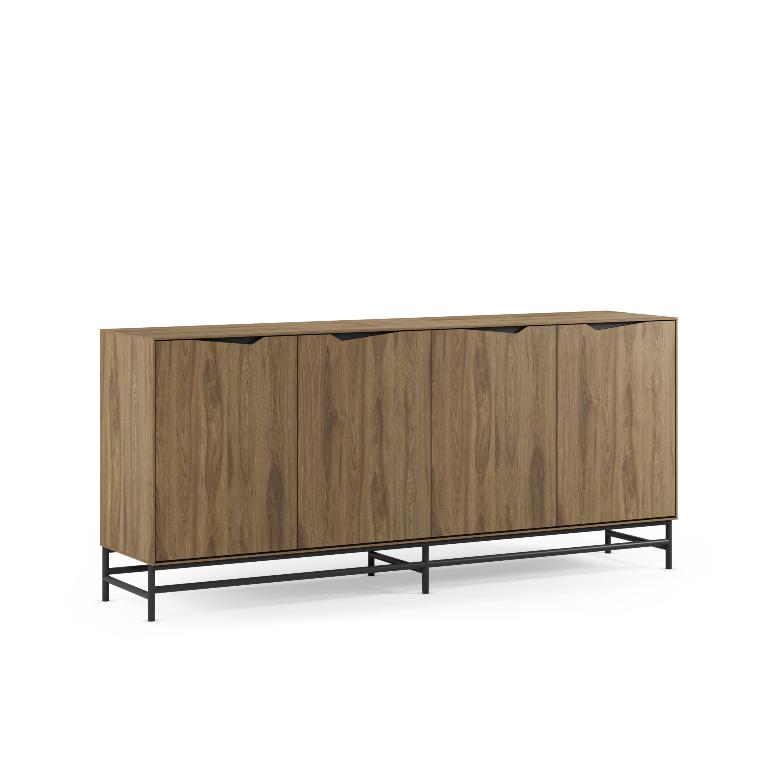 APARADOR AIDEN 4P 180CM ROBLE-UD/NEGRO PIE NEGRO