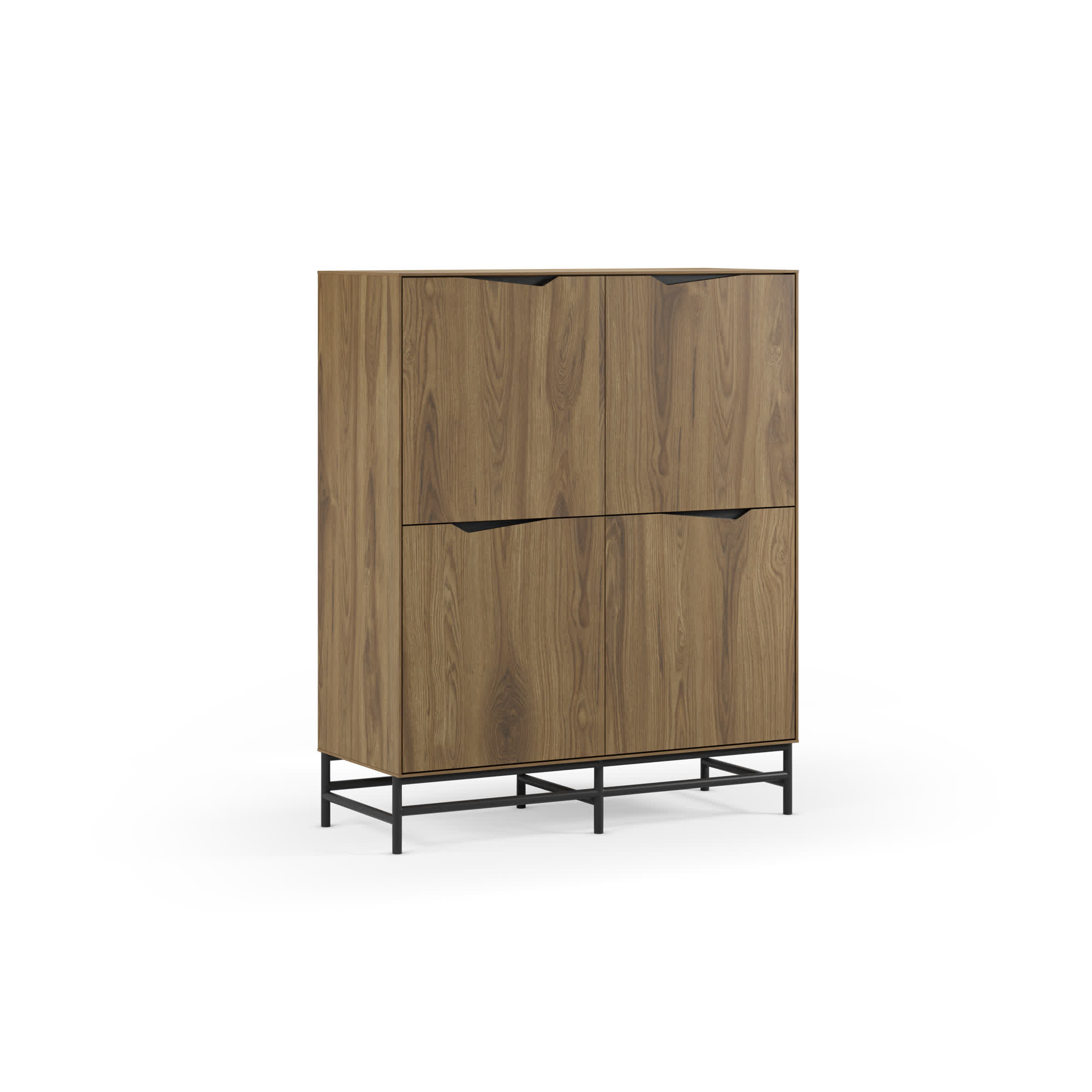 MUEBL.AUX. ALTO AIDEN 4P ROBLE-UD/NEGRO PIE NEGRO