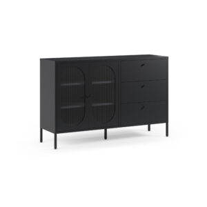 APARADOR 2P3C 140CM NEGRO PUERTA CRISTA