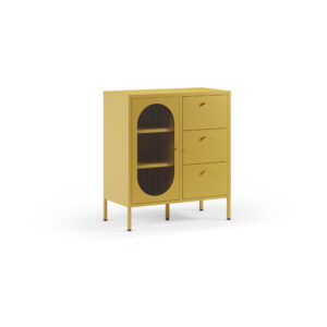 APARADOR 1P3C AMARILLO PUERTA CRISTAL